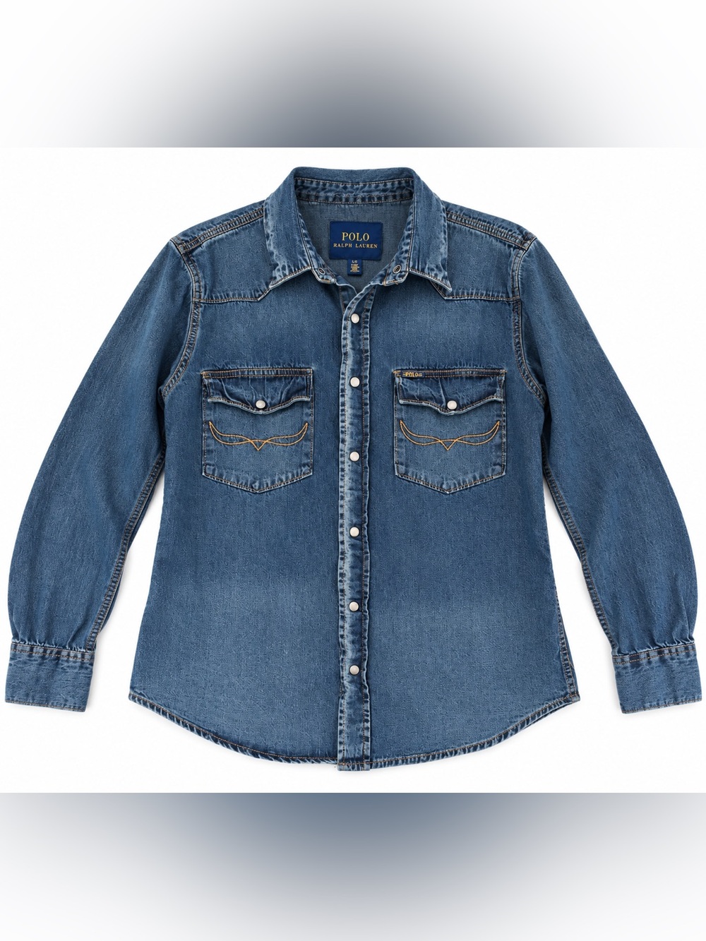 Polo Ralph Lauren Denim Western Shirt Women’s 100% Cotton Blue SZ L